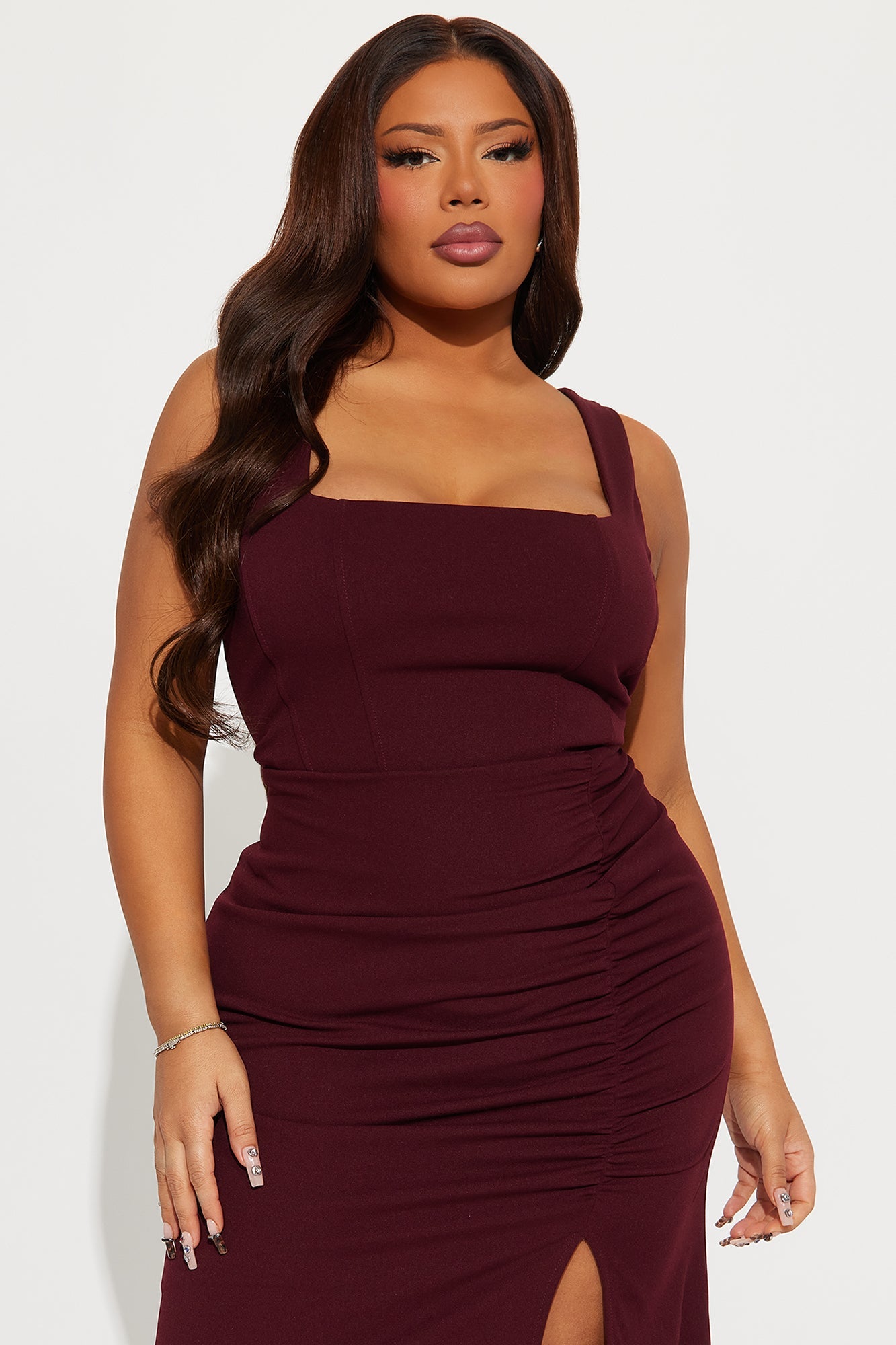 Lily Crepe Gown - Wine