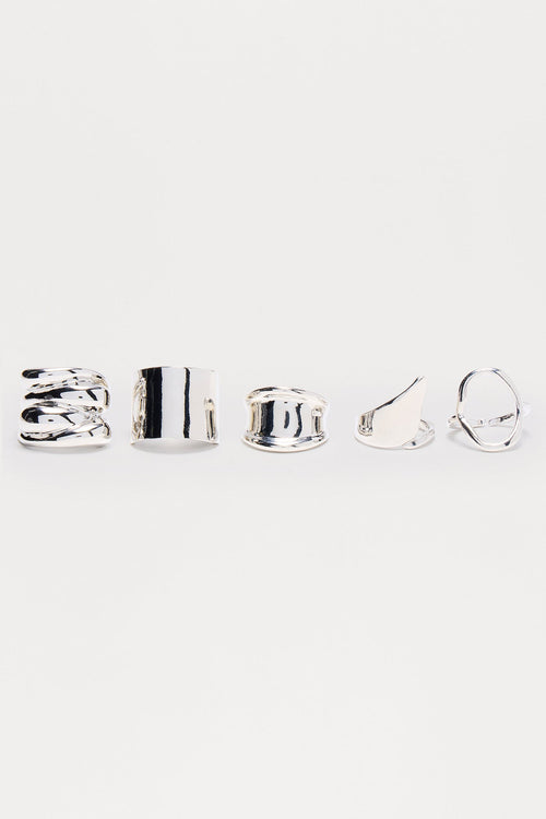 All Day Every Day 5 Piece Ring Set - Silver