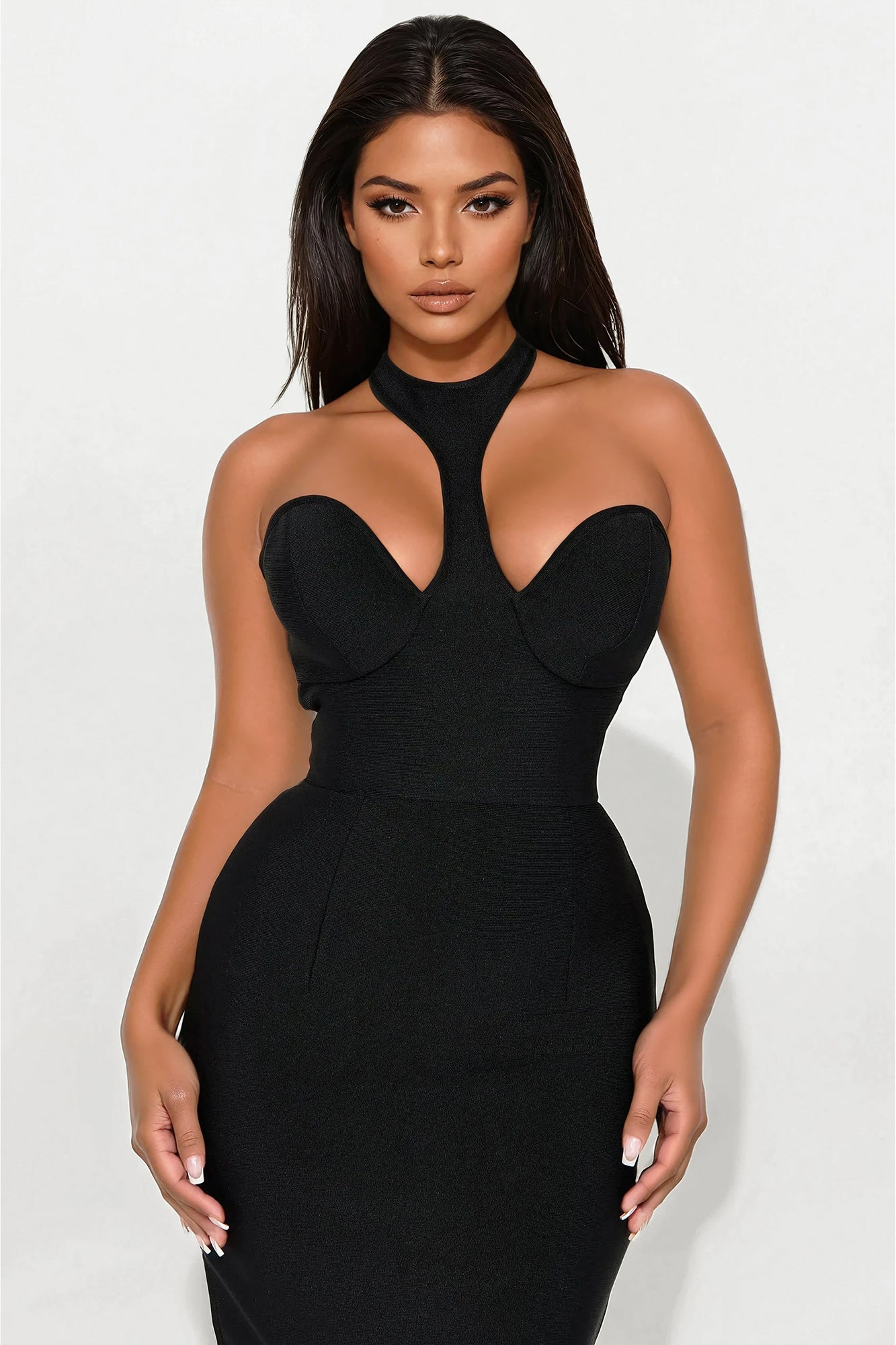 Kendra Halter Bandage Maxi Dress - Black