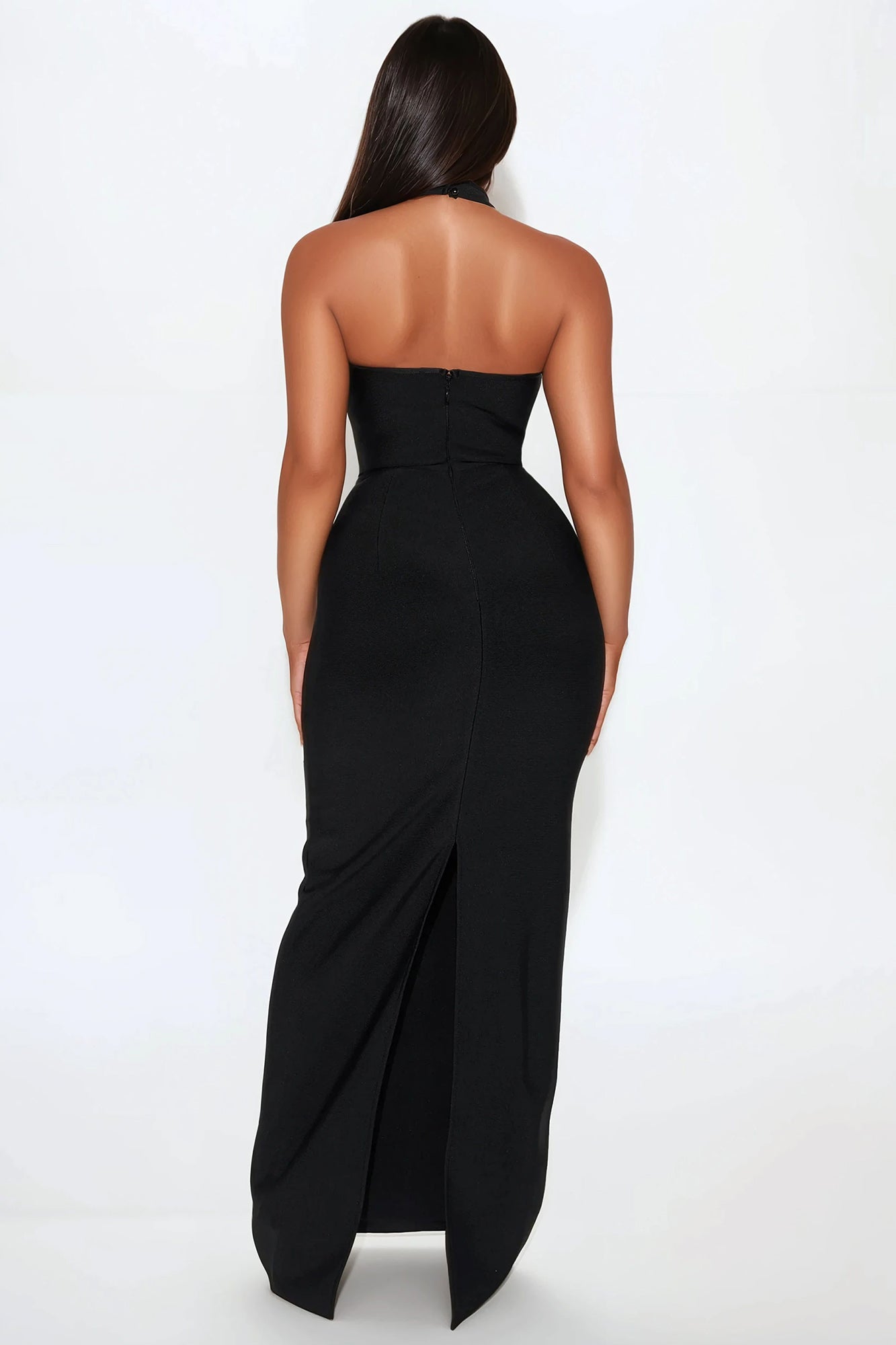 Kendra Halter Bandage Maxi Dress - Black