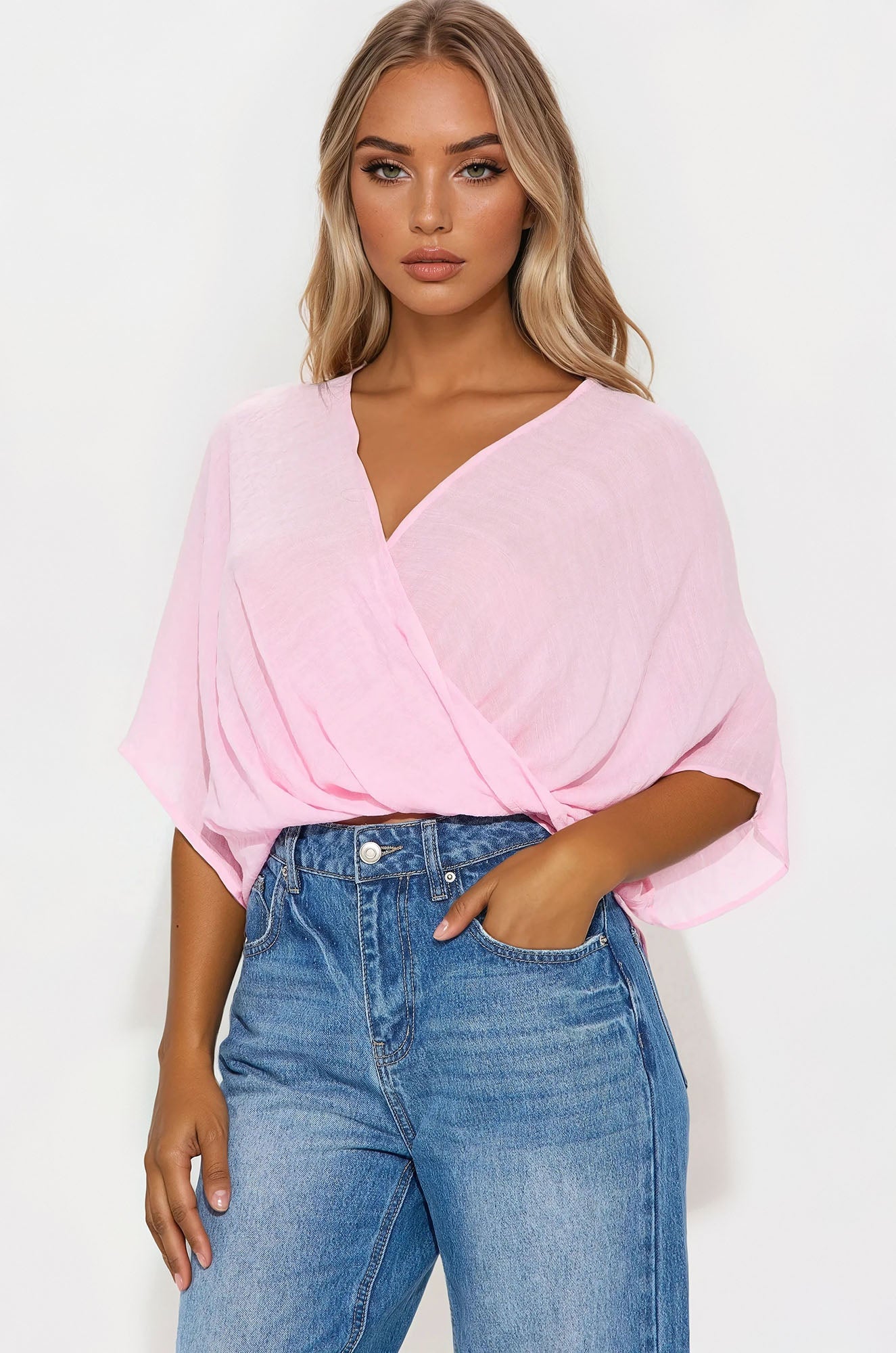 Annah Gauze Blouse Top - Pink