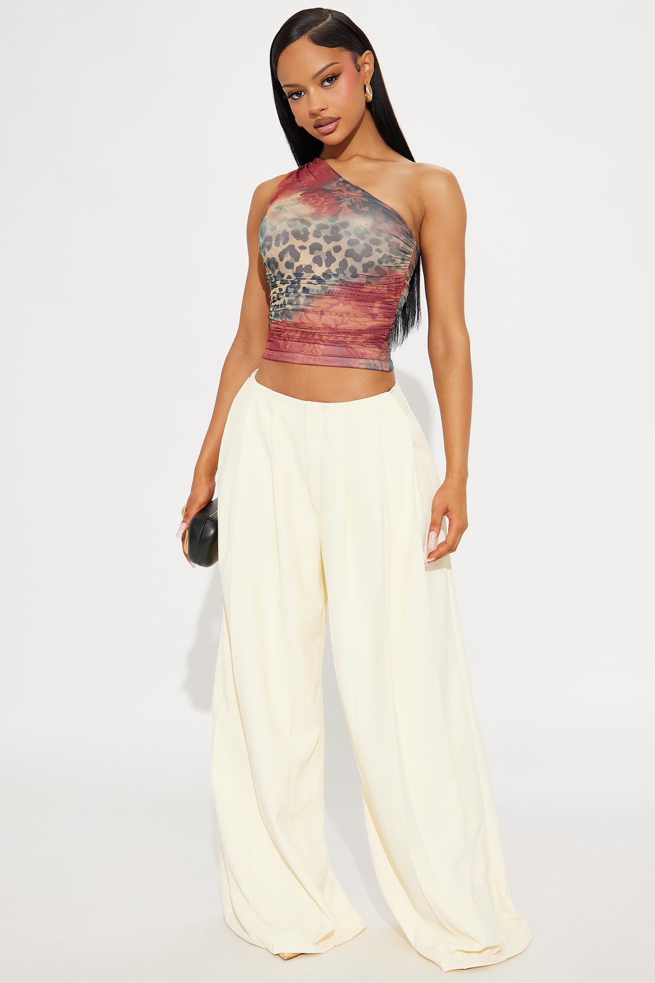 Fiery Desire Mesh One Shoulder Top - Multi Color