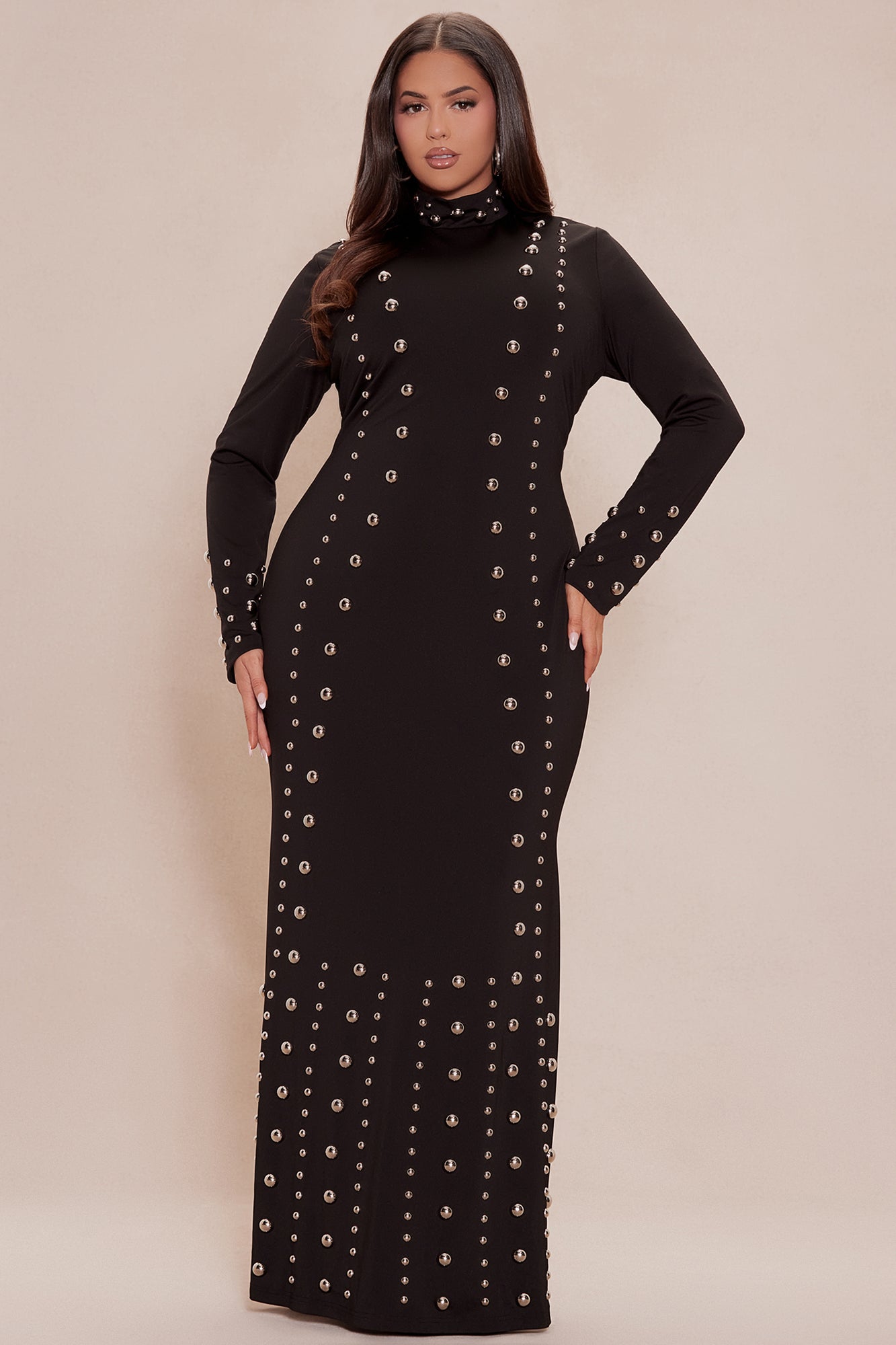 Vixen Studded Maxi Dress - Black