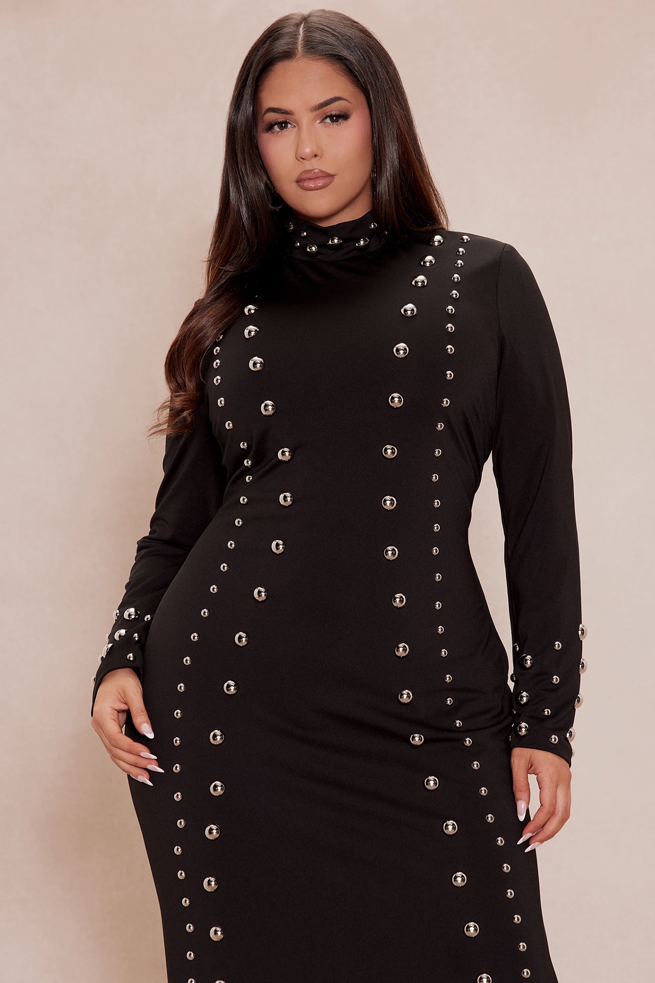 Vixen Studded Maxi Dress - Black