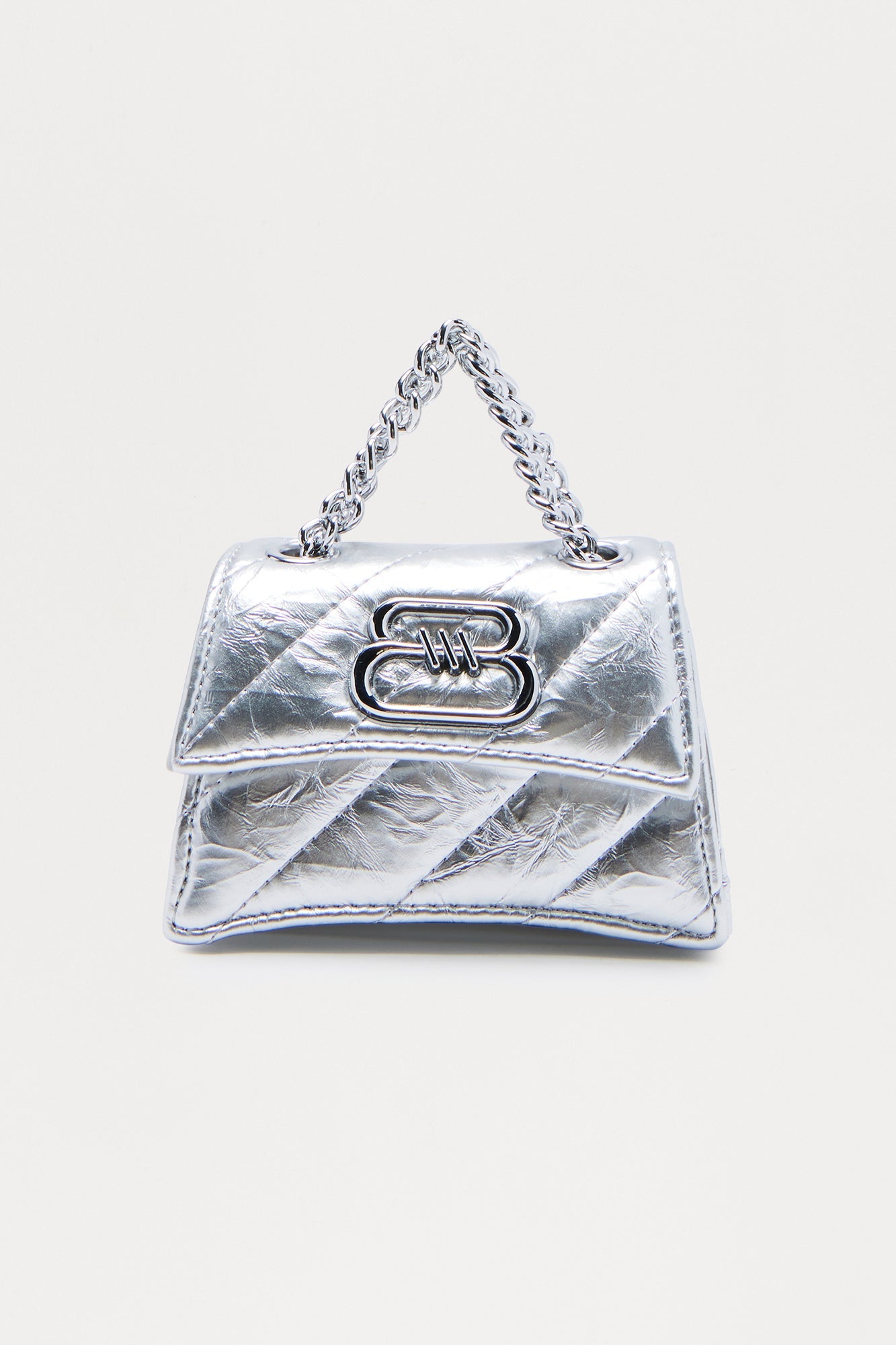 Go Crazy For It Quilted Faux Leather Handbag - Silver