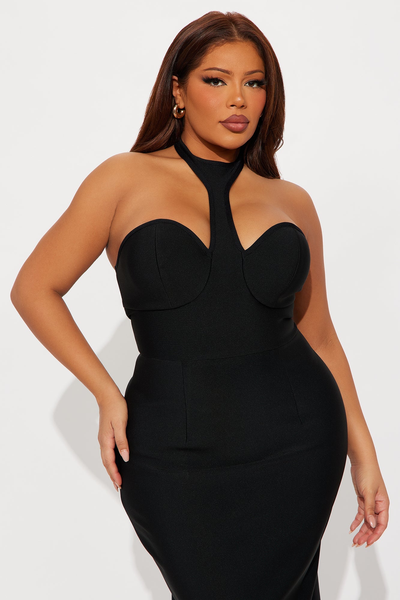 Kendra Halter Bandage Maxi Dress - Black