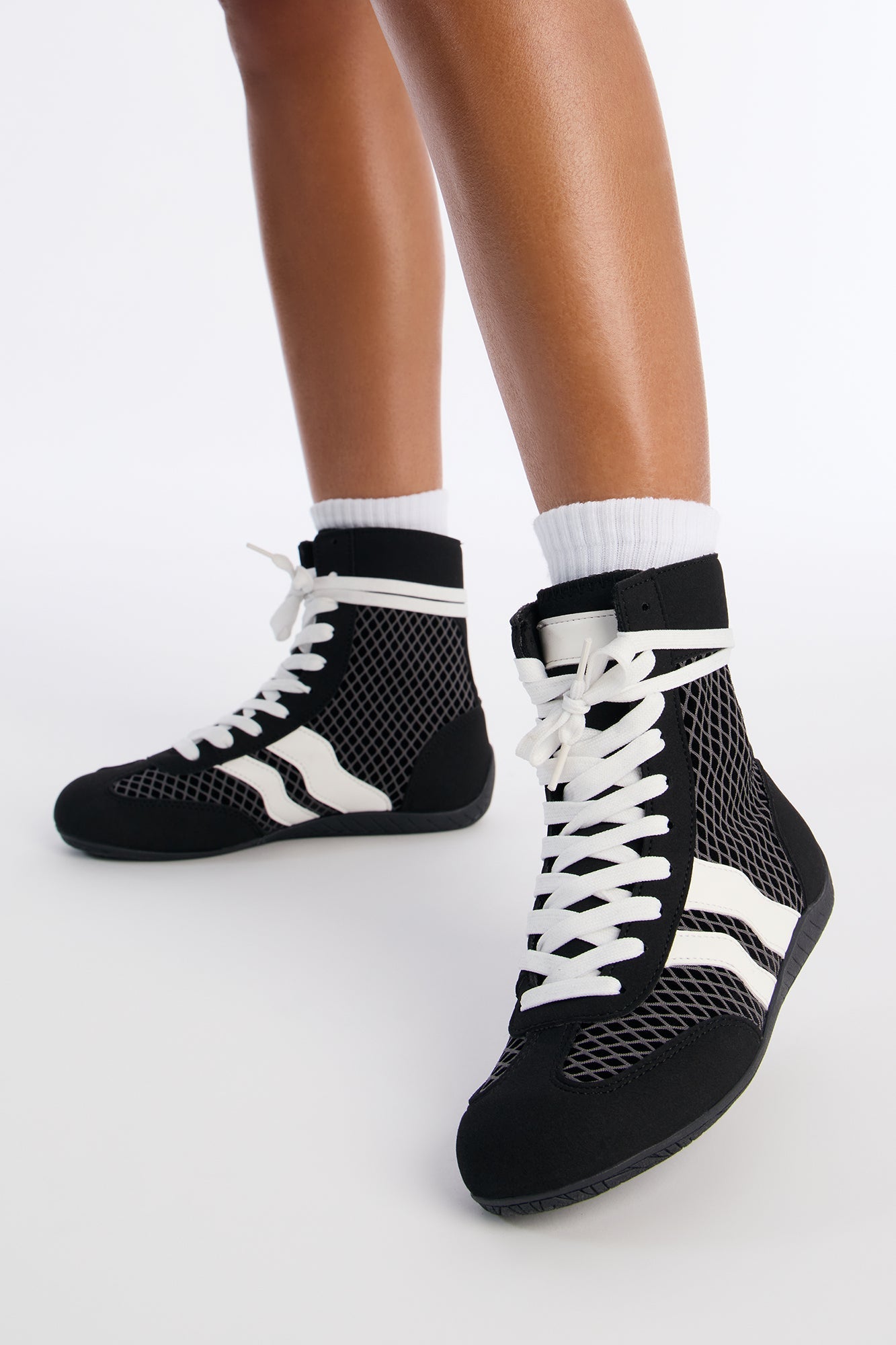 Killian Fishnet High Top Sneakers - Black