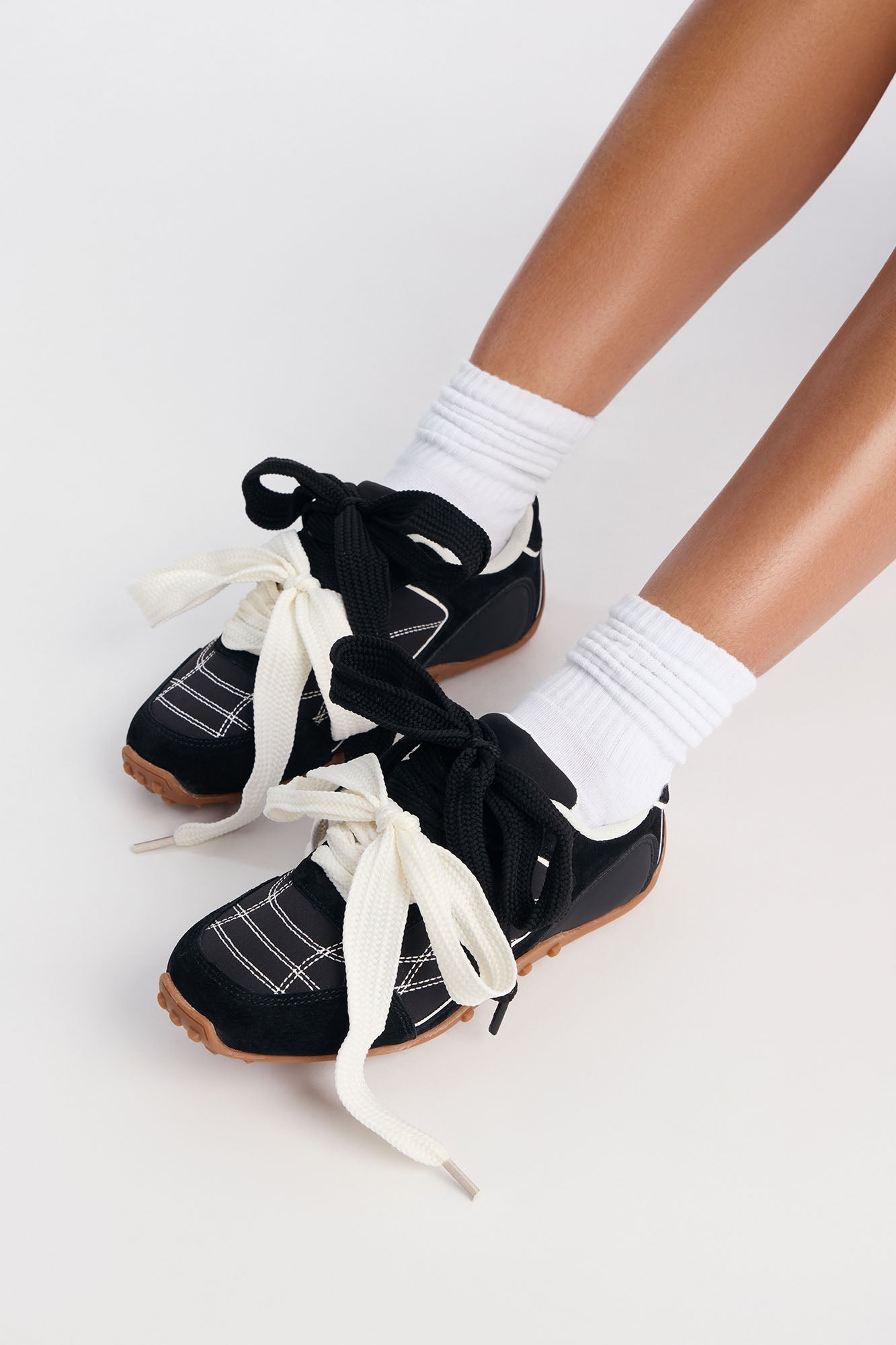 Aria Double Lace Up Sneakers - Black