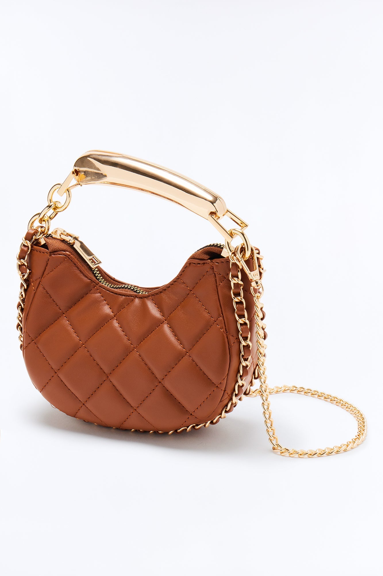 I Adore Faux Leather Satchel Bag - Brown