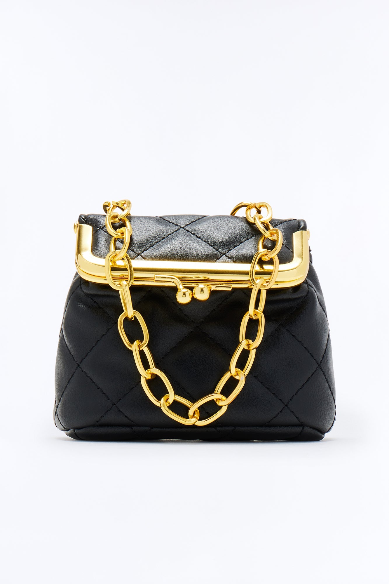 Keep The Change Mini Quilted Faux Leather Bag - Black