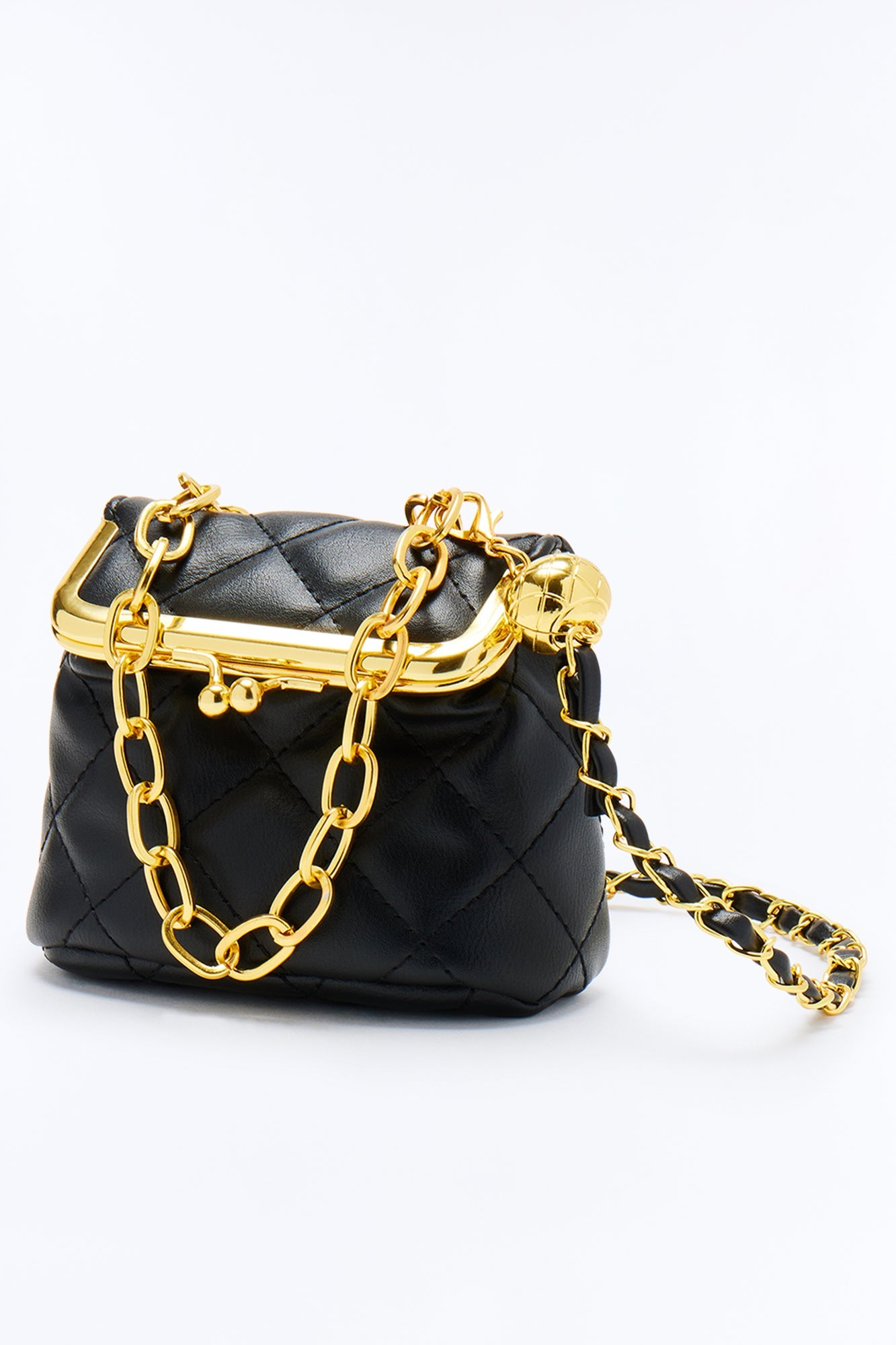 Keep The Change Mini Quilted Faux Leather Bag - Black