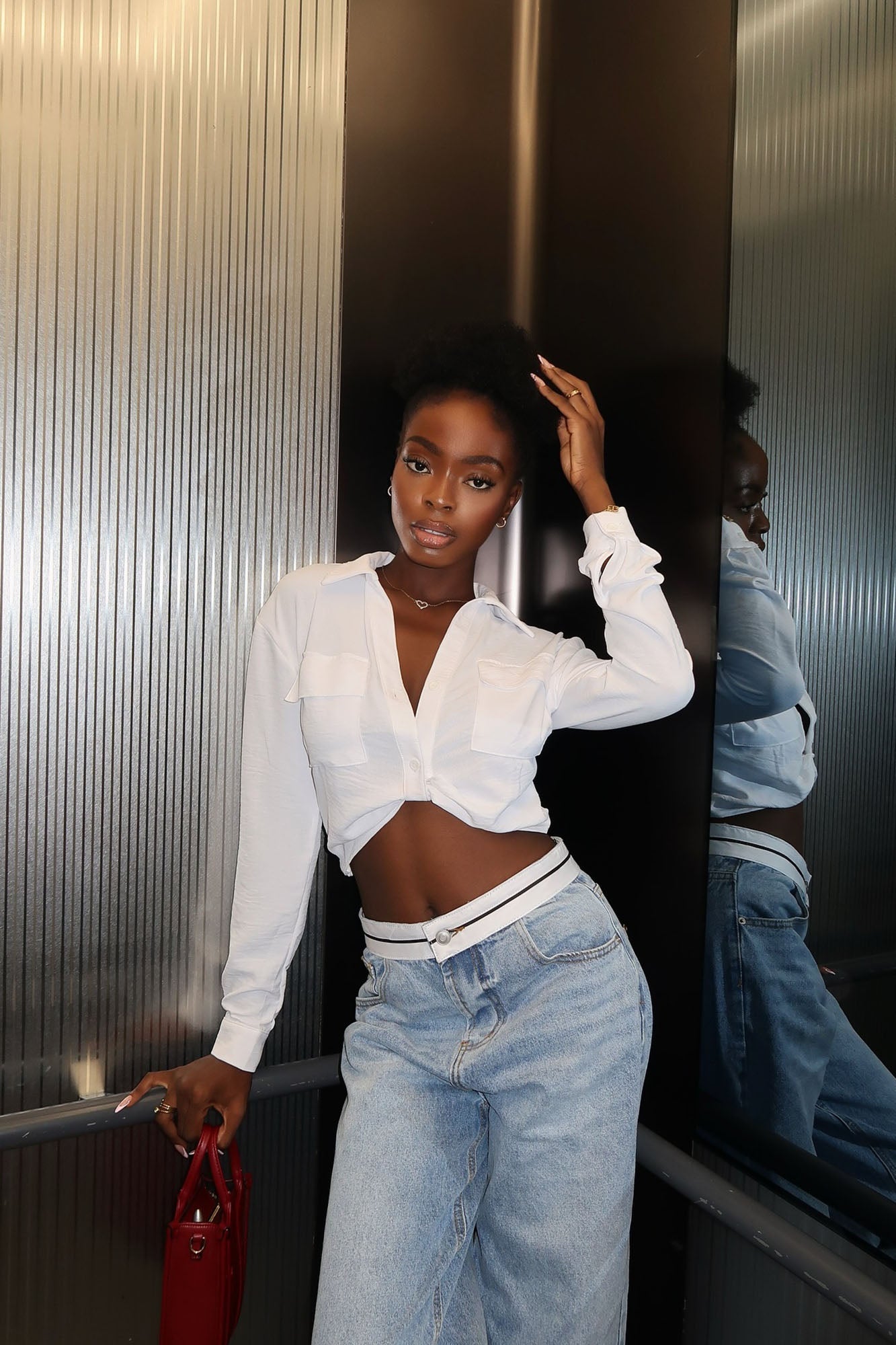 Annalisa Cropped Button Up Shirt - White