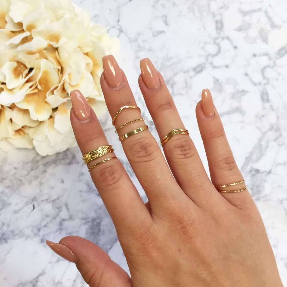 Tea Leaf Ring Set - Gold